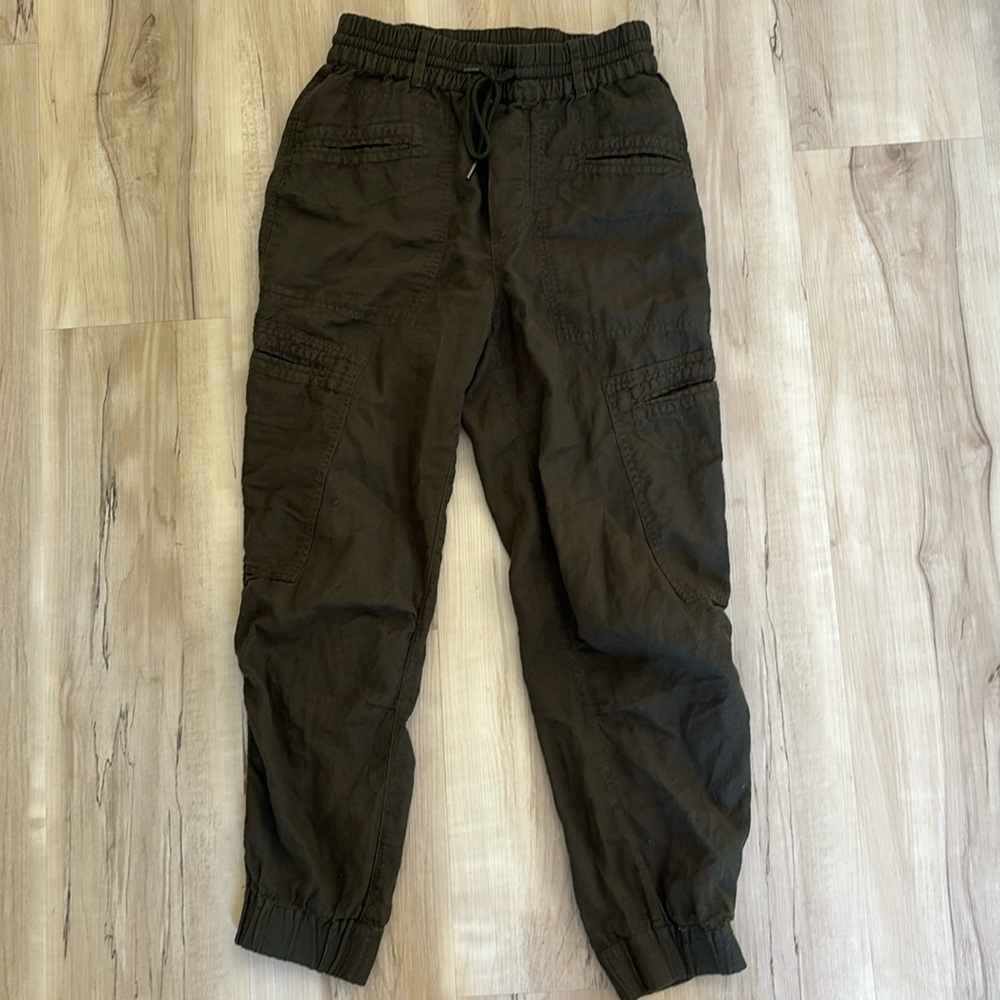 Aritzia Linen Joggers in Olive Green